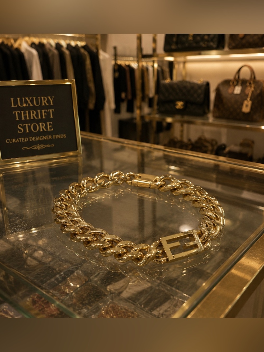 Vintage Fendi Gold-Plated Chain Bracelet
